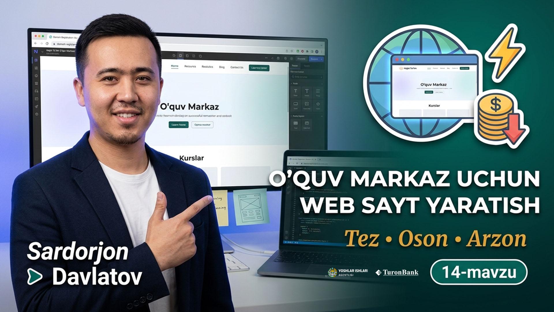 O'quv markazi uchun tez, oson va arzon web sayt yaratish | Sardorjon Davlatov          