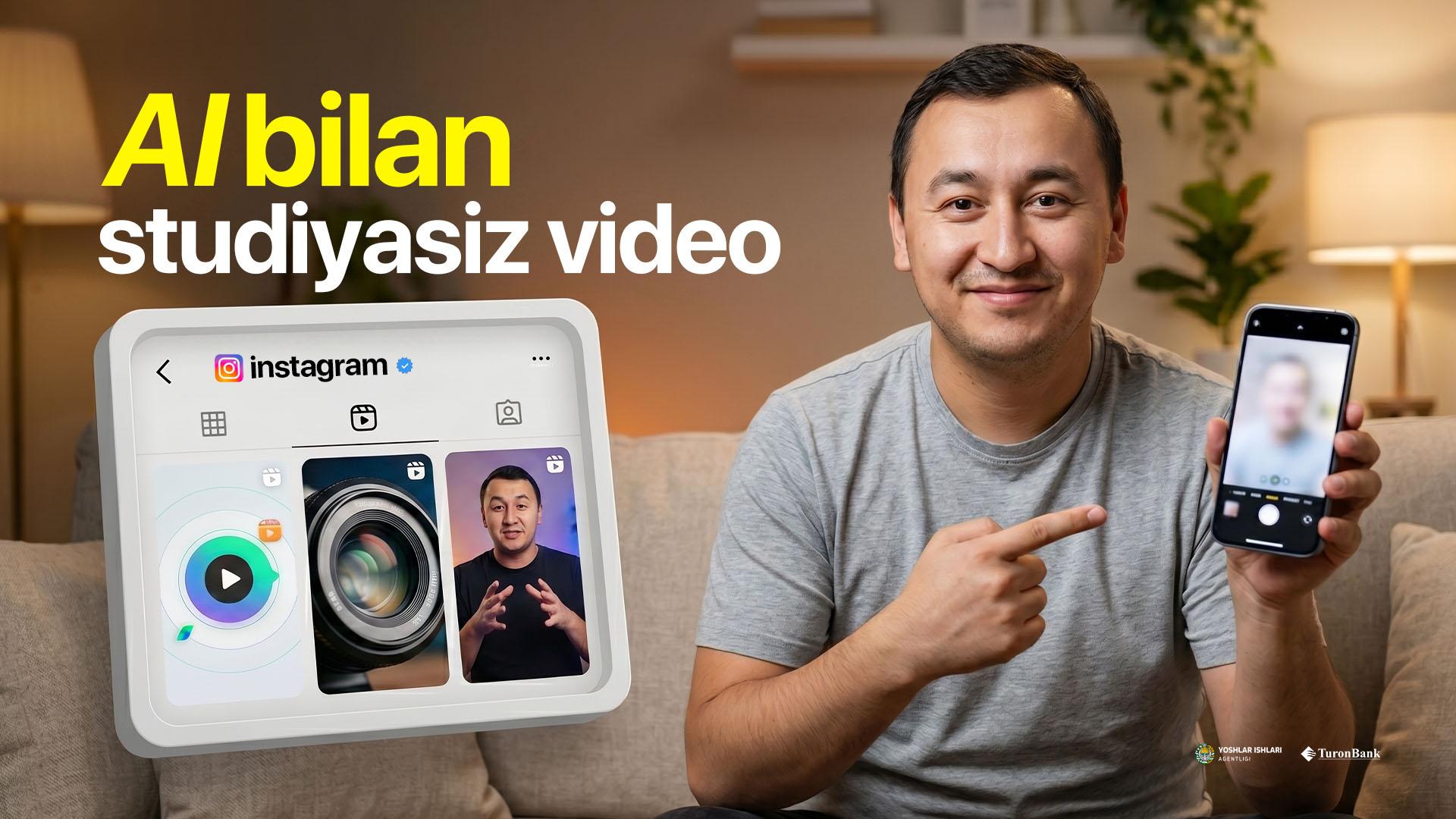 Studiyaga bormasdan bir kun ichida instagram uchun sun'iy intellekt bilan shaxsiy video tayyorlash