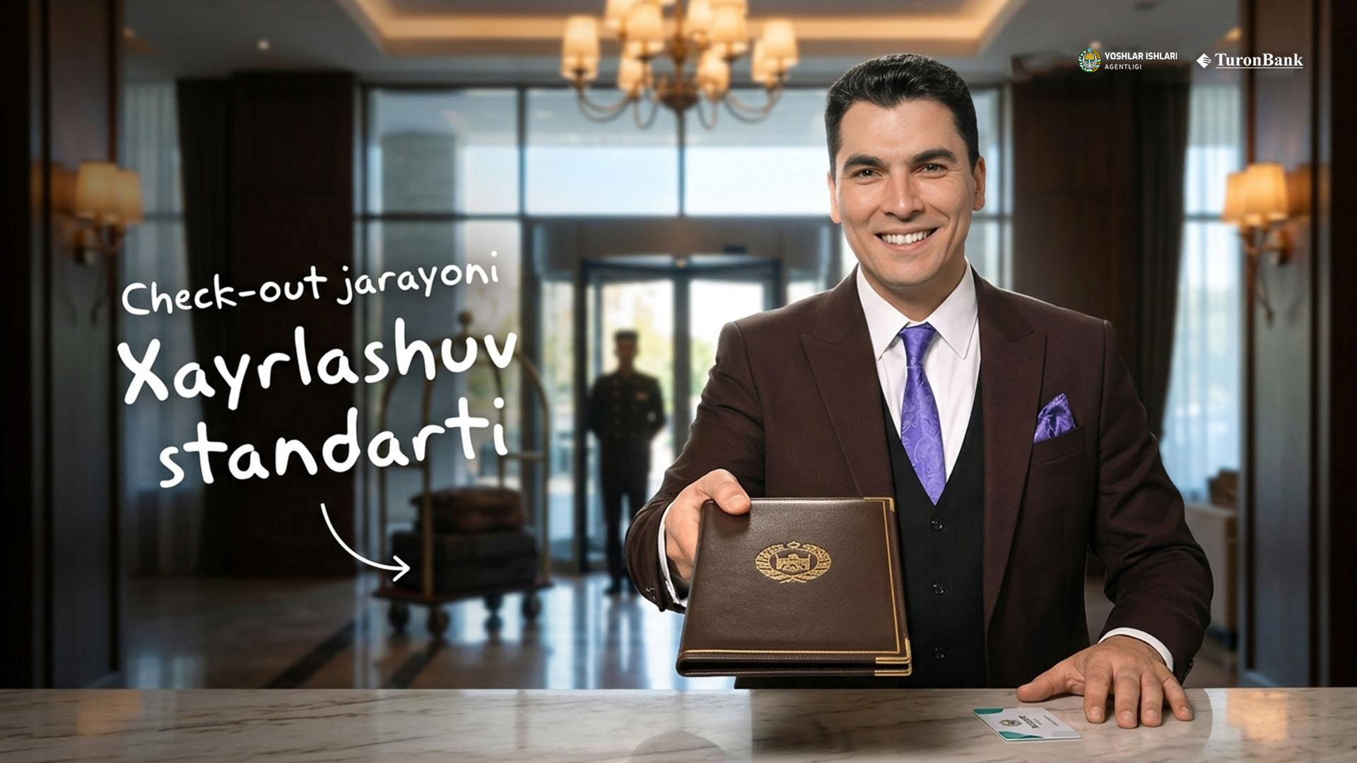Check-out jarayoni va mehmon bilan xayrlashuv.