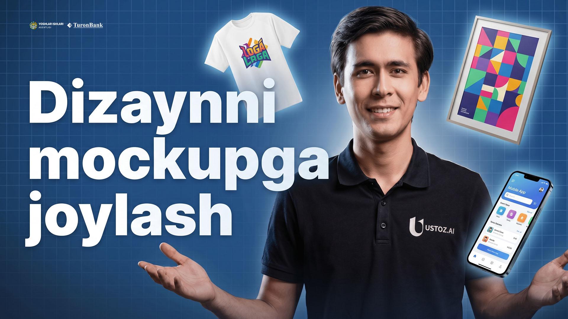 Dizaynlarni futbolka, plakat va telefon ekraniga joylashtirish (mockuplar)