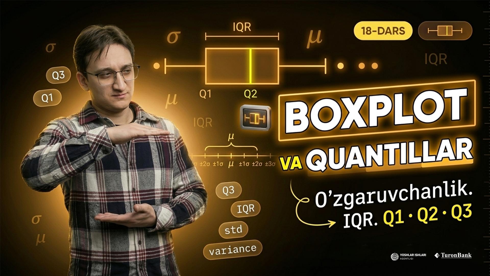 Statistika. O‘zgaruvchanlik o‘lchamlari. Quantillar. Boxplot