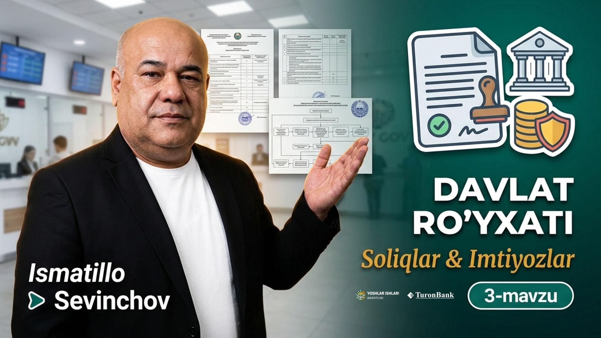 O'quv markazini davlat ro'yxatidan o'tkazish.| Soliqlar va imtiyozlar | Sevinchov Ismatillo          