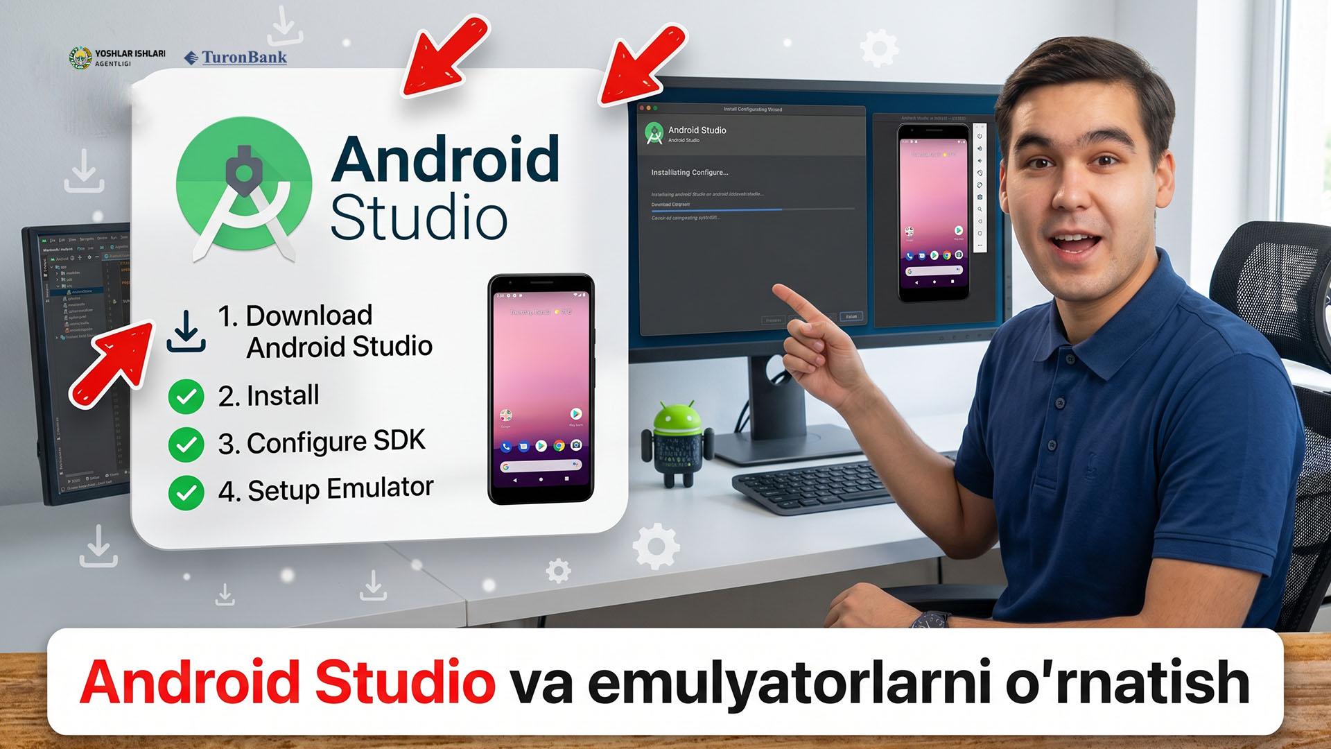 Android studio va virtual emulyatorlarni o‘rnatish