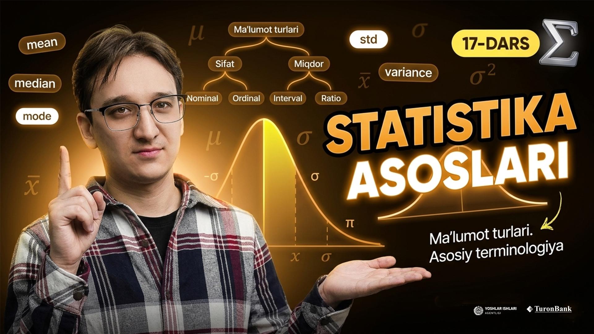 Statistika. Ma’lumot turlari.  Asosiy terminologiya