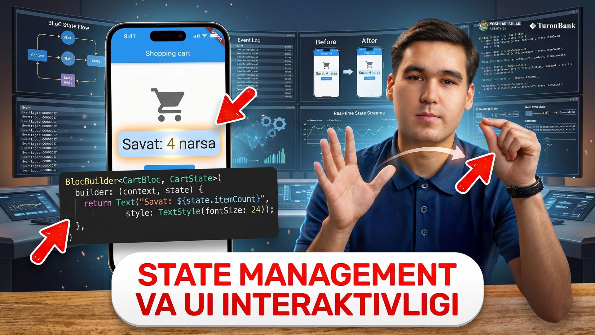 Flutter ilovalarida State Management va UI Interaktivligi