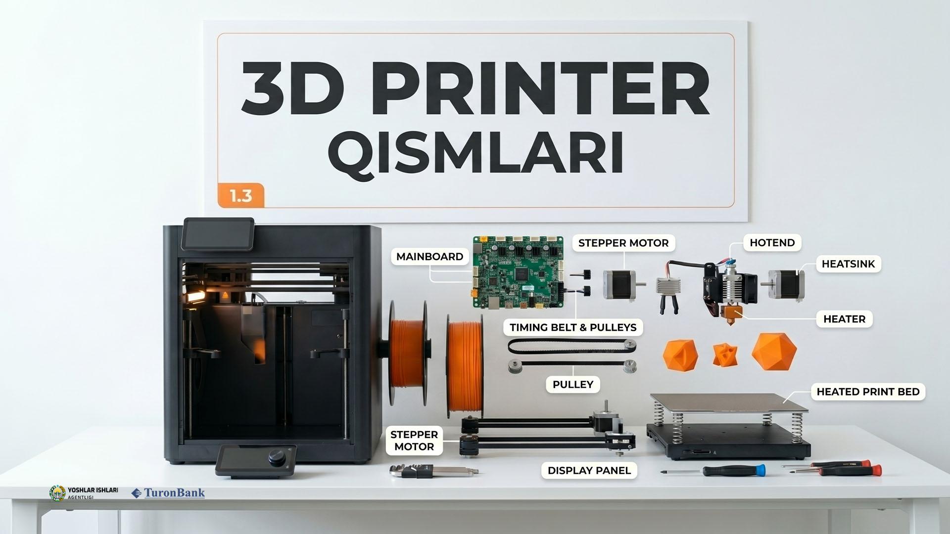 3D printer qismlarini o'rganish