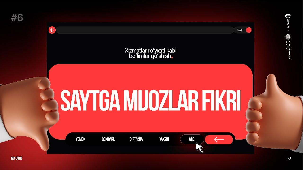Saytga mijozlar fikri, xizmatlar ro‘yxati kabi bo‘limlar qo‘shish 