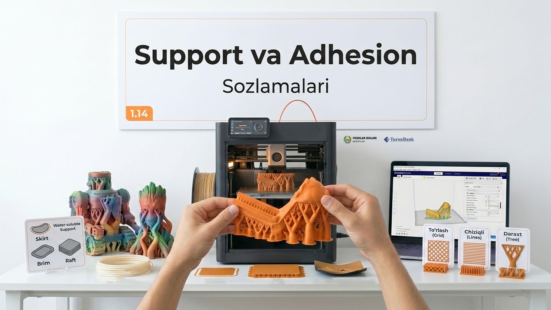 Support va adhesion sozlamalari 