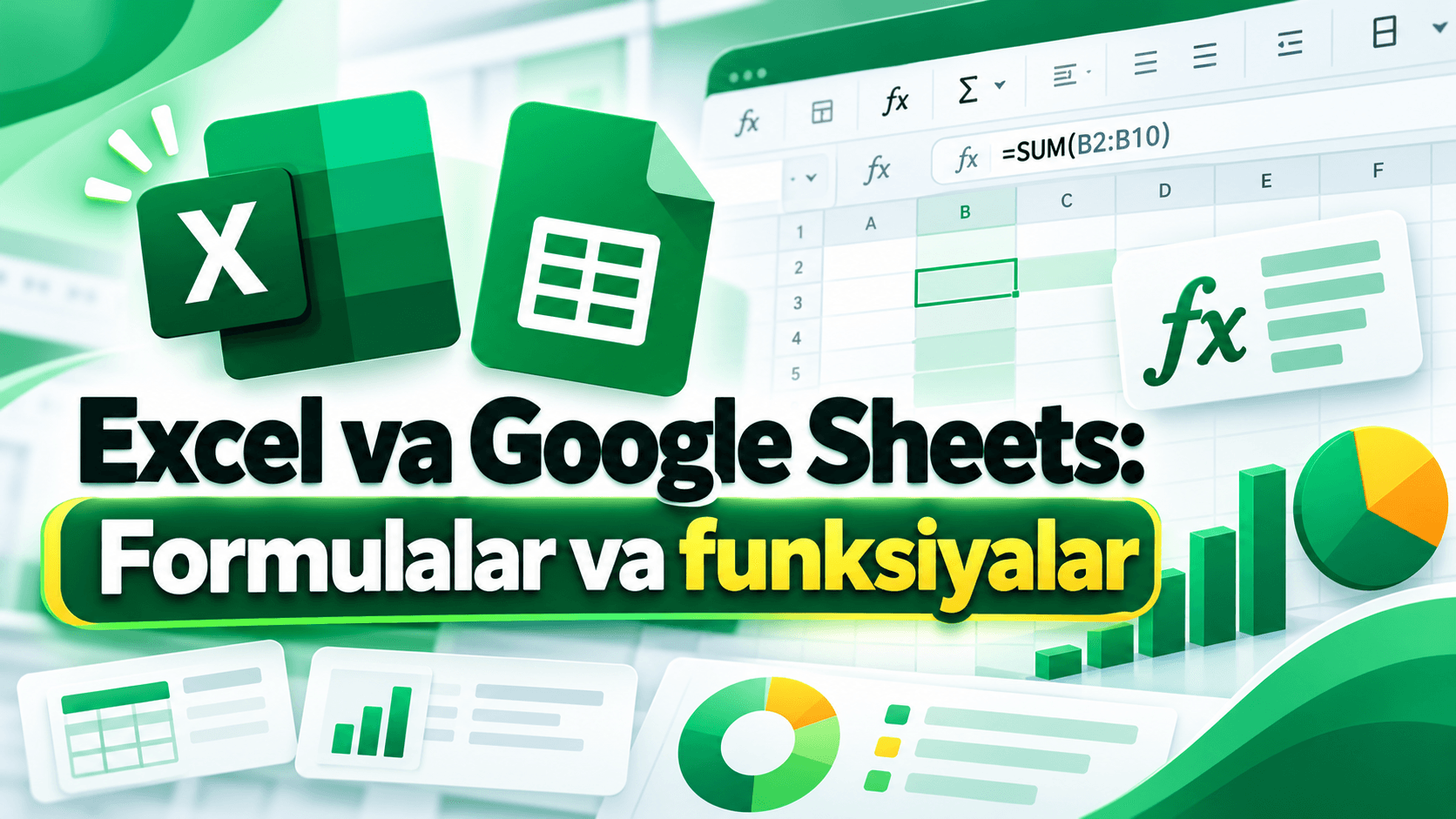 СУММ (SUM), СРЗНАЧ (AVERAGE) funksiyalarini o'rganamiz!