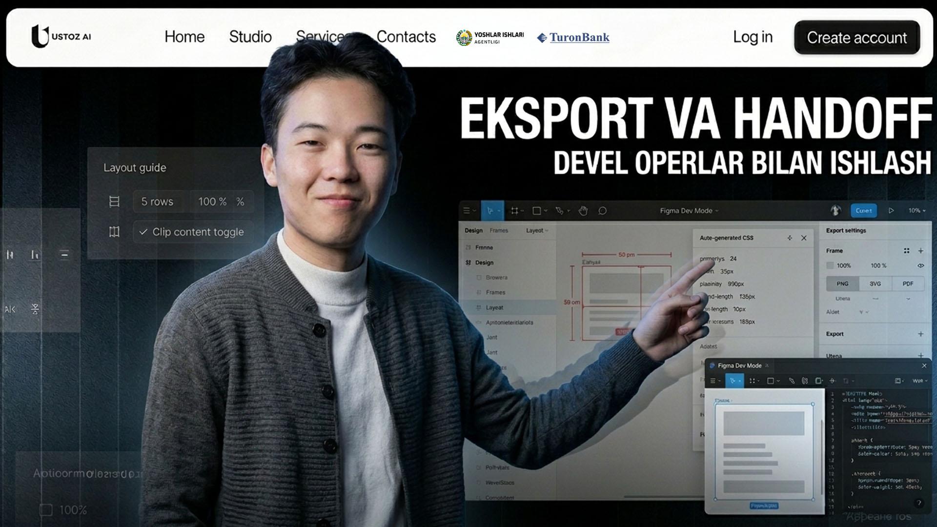 Dizaynni eksport qilish va developerlar bilan ishlash