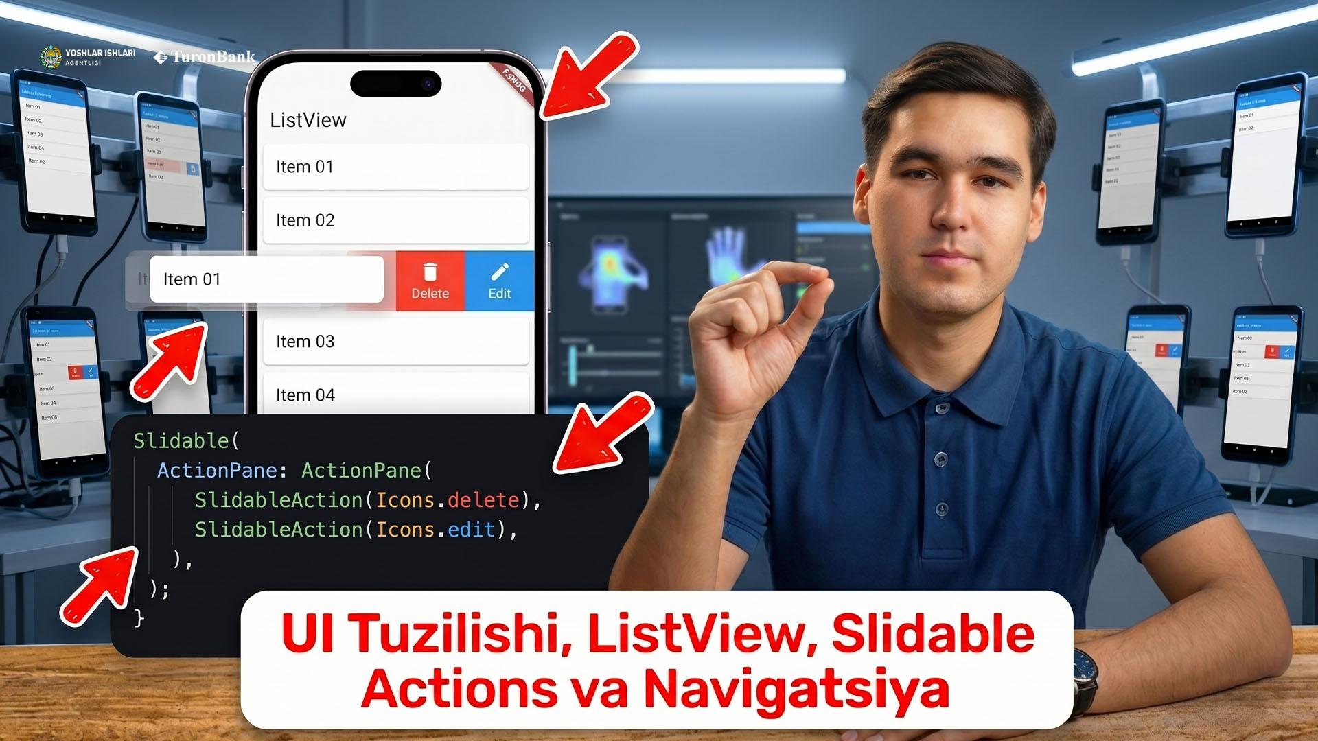 Flutter’da UI Tuzilishi, ListView, Slidable Actions va Navigatsiya Elementlari
