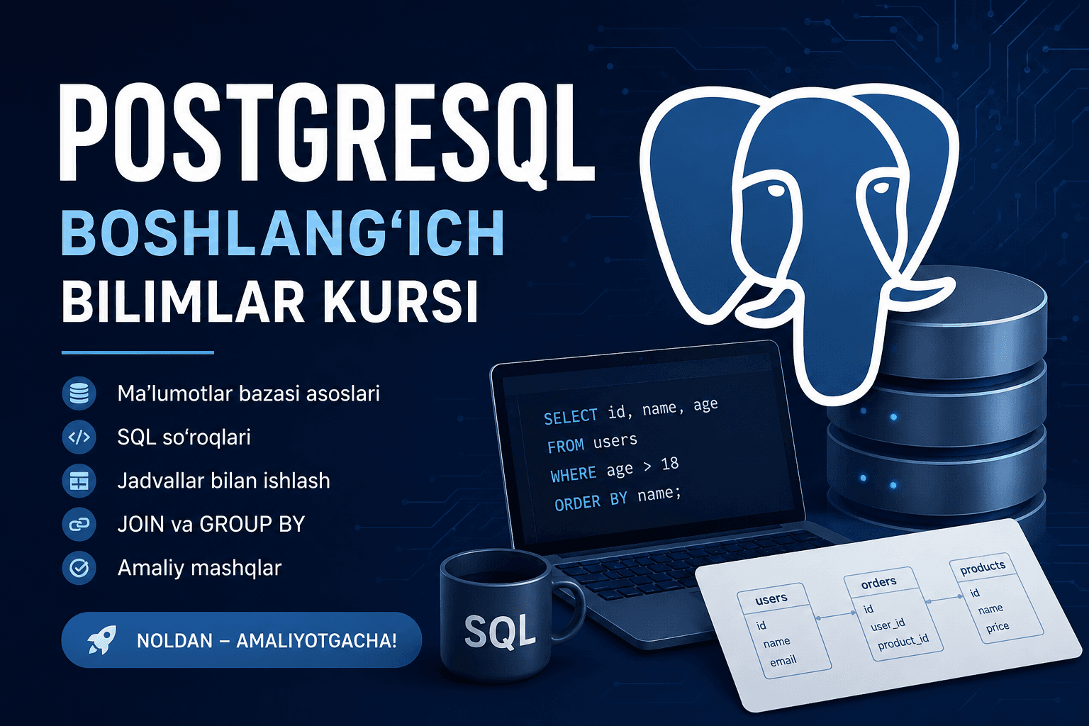 PostgresSQL da ma'lumotlarni ko'rish 2-qism