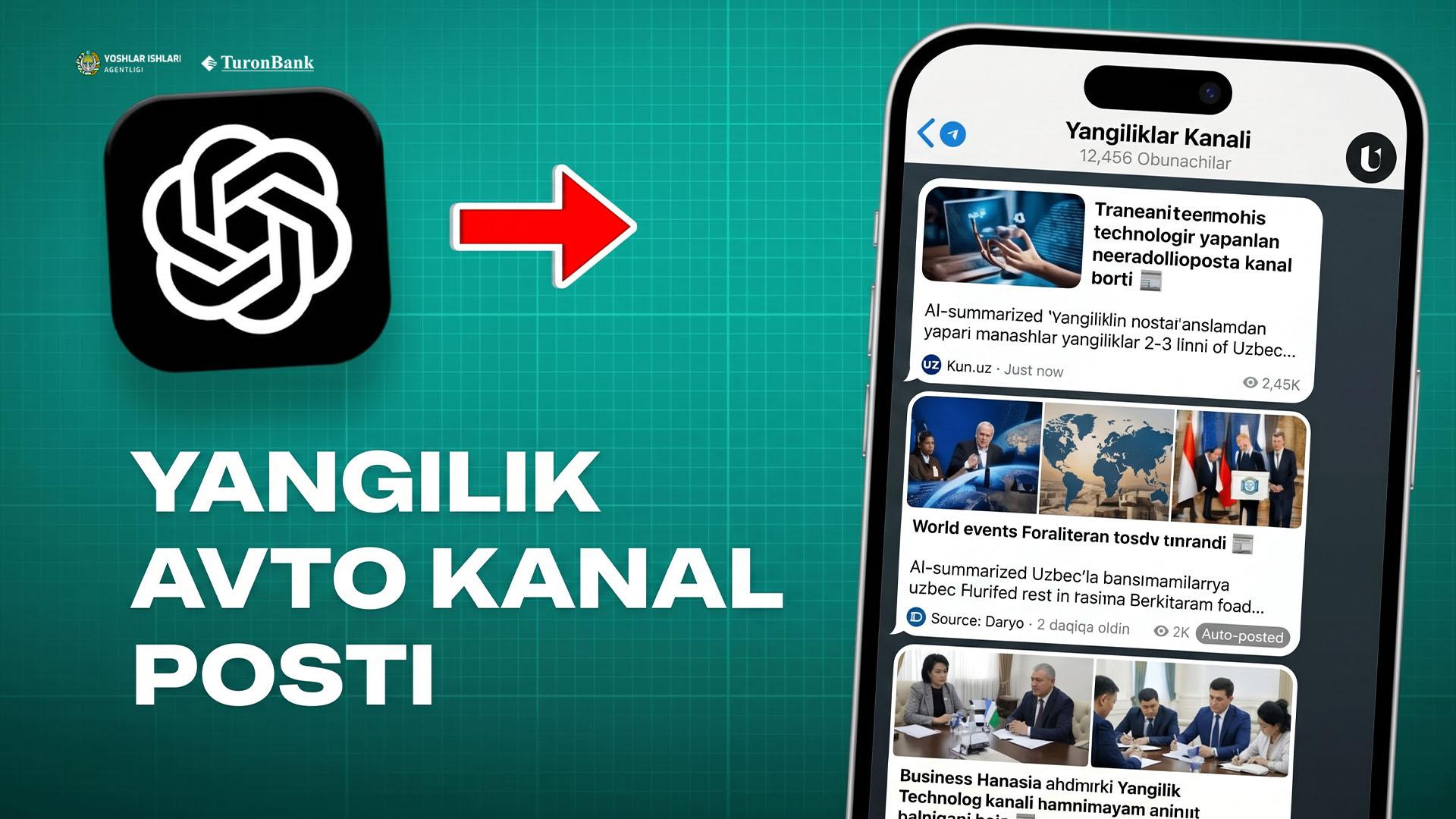 Yangiliklarni taxlil qilib kanalingizga avtamatik joylaydigan avtamizatsiya qurish