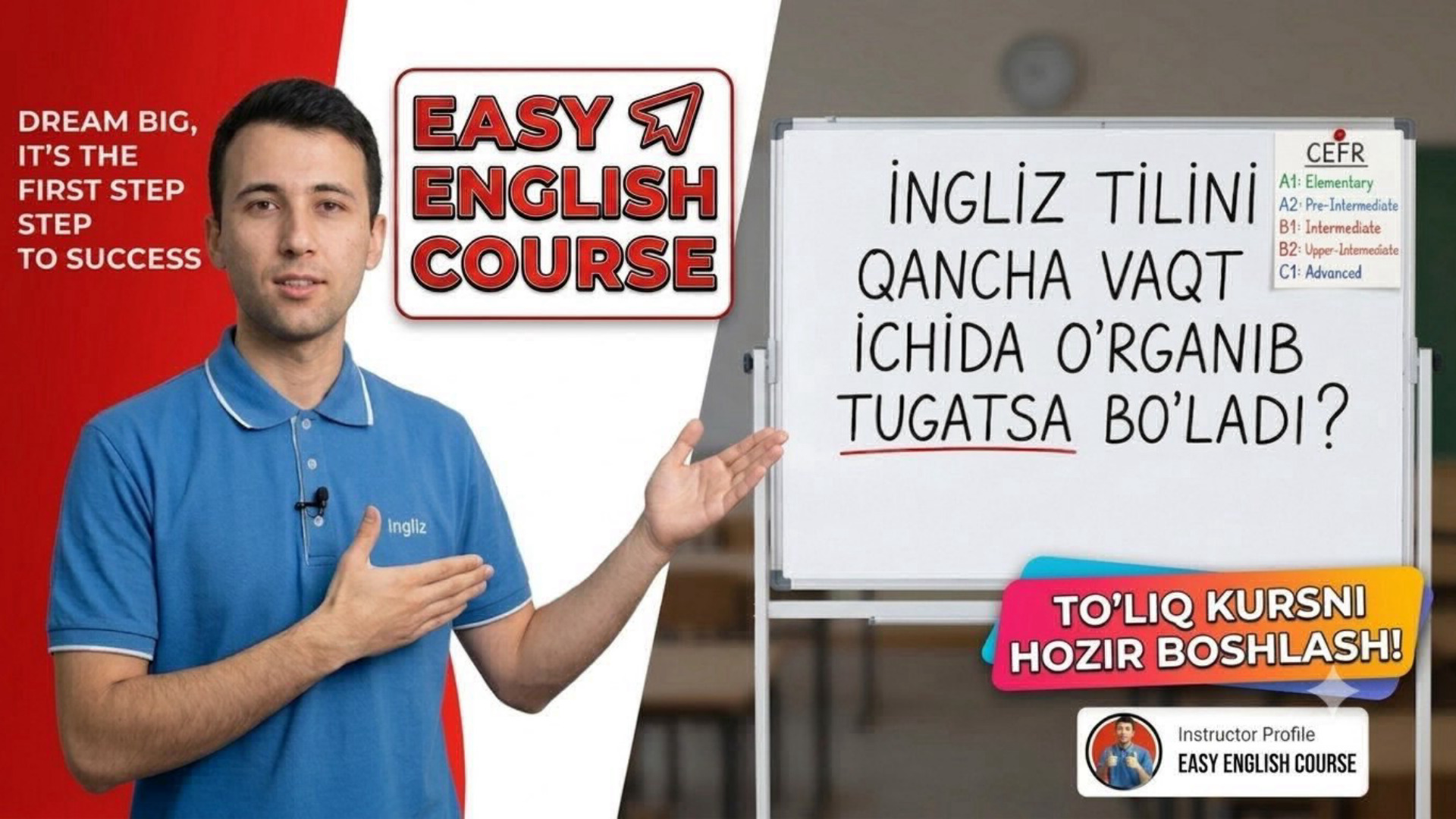 Bepul, sifatli Easy English Course kursi - Ustoz AI. Ustoz Gulnozabegim Omonova Easy English Course